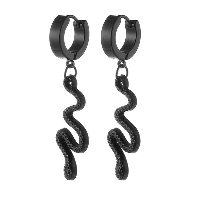 1 ζεύγος Punk ανοξείδωτο ατσάλι σκουλαρίκια με κρεμαστά φίδι Huggie σκουλαρίκια piercing σκουλαρίκι για άνδρες Γυναικεία