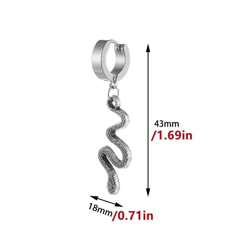 1 ζεύγος Punk ανοξείδωτο ατσάλι σκουλαρίκια με κρεμαστά φίδι Huggie σκουλαρίκια piercing σκουλαρίκι για άνδρες Γυναικεία