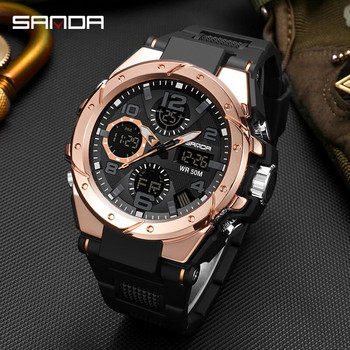 SANDA Цифров часовник мъжки военен армейски спортен хронограф кварцов ръчен часовник оригинален 50 м водоустойчив мъжки електронен часовник нов 6008