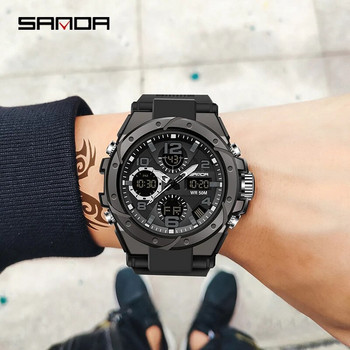SANDA Цифров часовник мъжки военен армейски спортен хронограф кварцов ръчен часовник оригинален 50 м водоустойчив мъжки електронен часовник нов 6008