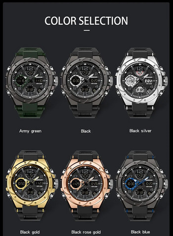 SANDA Digital Watch Men Military Army Sport Chronograph Quartz Wristwatch Γνήσιο 50m Αδιάβροχο Ανδρικό Ηλεκτρονικό Ρολόι Νέο 6008