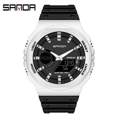 SANDA digitaalne käekell meeste naiste sport kronograaf kalender kuupäev kvarts käekell 50 m veekindel meessoost elektrooniline kell 6016