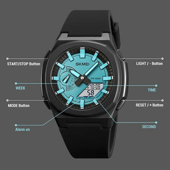 SKMEI Спортни часовници мъжки двоен дисплей аналогов цифров LED електронен кварцов ръчен часовник мъжки многофункционален водоустойчив часовник