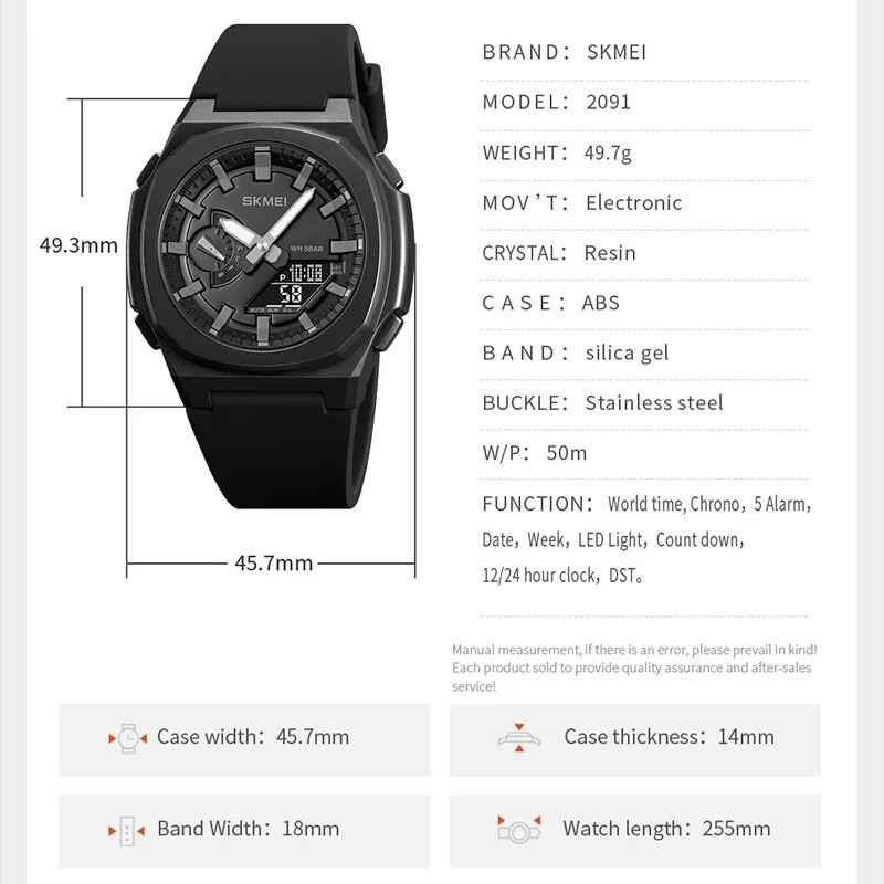 SKMEI spordikellad meeste kahe ekraaniga analoog digitaalsed LED elektroonilised kvartskäekellad meeste multifunktsionaalne veekindel käekell