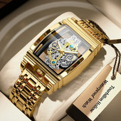 2023 Nou ceas de lux pentru bărbați Gold Sliver Gear Bar Hollow Tourbillon Ceasuri electronice luminoase din oțel inoxidabil Cadou Orologi Uomo