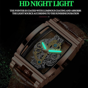 2023 Нов луксозен мъжки часовник Gold Sliver Gear Bar Hollow Tourbillon Неръждаема стомана Светещи електронни часовници Подарък Orologi Uomo
