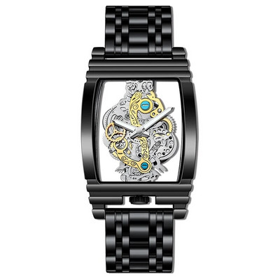 2023 Nou ceas de lux pentru bărbați Gold Sliver Gear Bar Hollow Tourbillon Ceasuri electronice luminoase din oțel inoxidabil Cadou Orologi Uomo