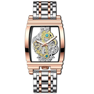 2023 Nou ceas de lux pentru bărbați Gold Sliver Gear Bar Hollow Tourbillon Ceasuri electronice luminoase din oțel inoxidabil Cadou Orologi Uomo