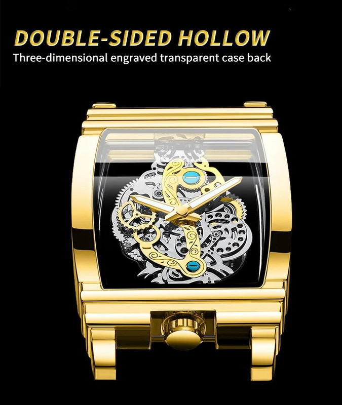 2023. aasta uus luksuslik meeste käekell, õõnes, roostevabast terasest helendavad elektroonilised käekellad, õõnsad, kuldsed käekellad, Orologi Uomo