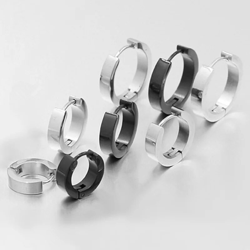 Klassikalised ümmargused kõrvarõngad meestele naistele roostevabast terasest ümmargused kõrvarõngad meeste naiste ehted 1 paar