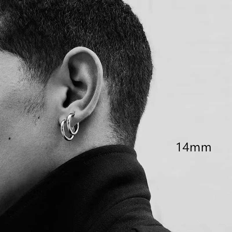 Κλασικά Σκουλαρίκια Στρογγυλά Κρίκοι Για Ανδρικά Διαμ.