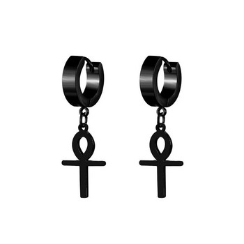Σκουλαρίκια σταυρωτά γυναικεία ανδρικά πανκ κοσμήματα αξεσουάρ μαύρο σκουλαρίκι από ανοξείδωτο ατσάλι Δώρο