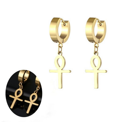 Σκουλαρίκια σταυρωτά γυναικεία ανδρικά πανκ κοσμήματα αξεσουάρ μαύρο σκουλαρίκι από ανοξείδωτο ατσάλι Δώρο