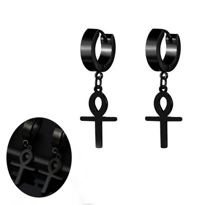 Σκουλαρίκια σταυρωτά γυναικεία ανδρικά πανκ κοσμήματα αξεσουάρ μαύρο σκουλαρίκι από ανοξείδωτο ατσάλι Δώρο