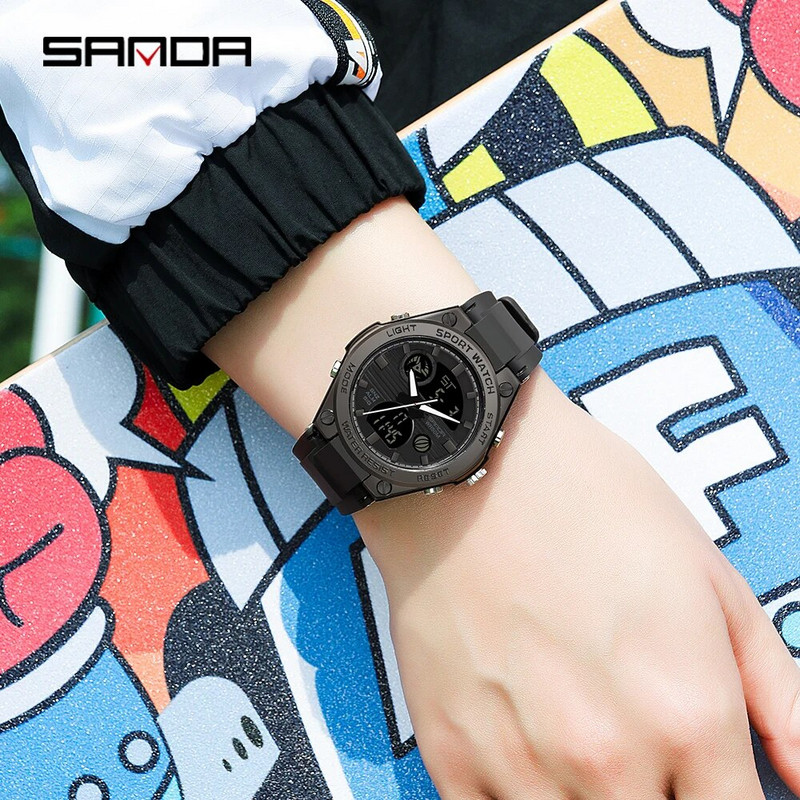 Meeste spordikellad Meeste kahe analoogekraaniga digitaalne elektrooniline käekell, mood naiste kvarts, veekindlad käekellad, poiss, tüdruk, kell