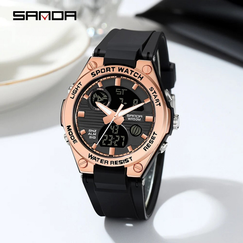 Meeste spordikellad Meeste kahe analoogekraaniga digitaalne elektrooniline käekell, mood naiste kvarts, veekindlad käekellad, poiss, tüdruk, kell