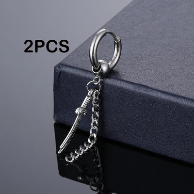 Punk Long Chain Hoop Σκουλαρίκια από ανοξείδωτο ατσάλι Σκουλαρίκι Piercing αξεσουάρ για άνδρες Γυναικεία