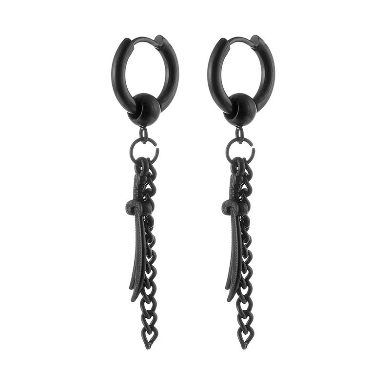 Punk Long Chain Hoop Σκουλαρίκια από ανοξείδωτο ατσάλι Σκουλαρίκι Piercing αξεσουάρ για άνδρες Γυναικεία