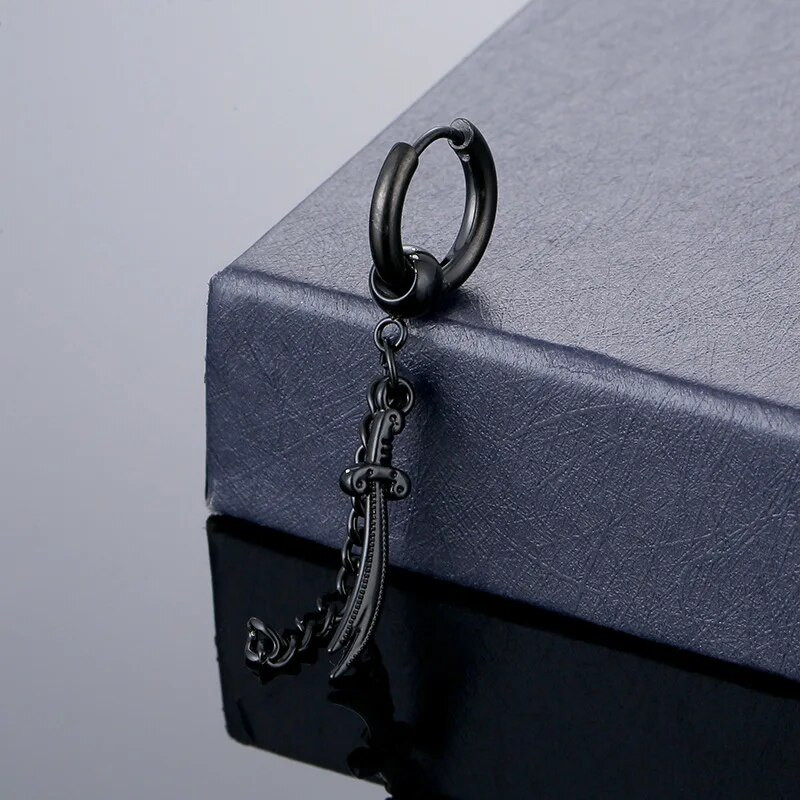 Punk Long Chain Hoop Σκουλαρίκια από ανοξείδωτο ατσάλι Σκουλαρίκι Piercing αξεσουάρ για άνδρες Γυναικεία