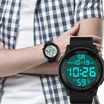 Ψηφιακό ρολόι καρπού μόδας Εξωτερικό αδιάβροχο ηλεκτρονικό ρολόι Ανδρικά λουράκια Pvc αθλητικά ρολόγια Πολυλειτουργικό φωτεινό ρολόι