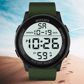 Моден цифров ръчен часовник Външен водоустойчив електронен часовник Мъжки PVC каишка Спортни часовници Многофункционален светещ часовник