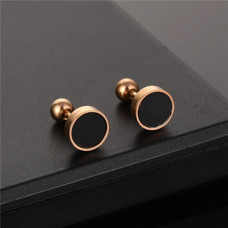 Jednostavne probušene naušnice s nitnama Mini unsex punk naušnice s vijcima od nehrđajućeg čelika za žene muškarce crne okrugle naušnice nakit Mujer