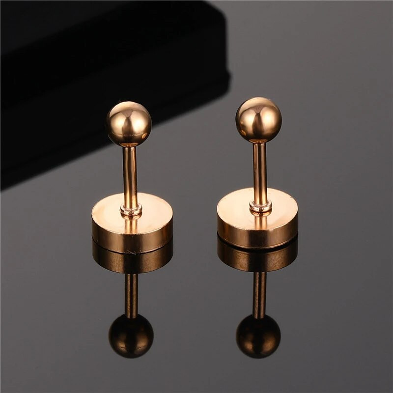 Jednostavne probušene naušnice s nitnama Mini unsex punk naušnice s vijcima od nehrđajućeg čelika za žene muškarce crne okrugle naušnice nakit Mujer