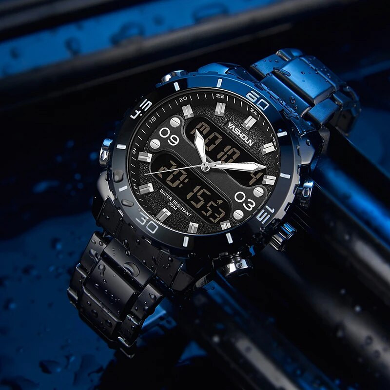 YASHIDUN Fashion Multifunctional Sports Trend Student Electronic Ανδρικό αδιάβροχο ρολόι Glow Quartz