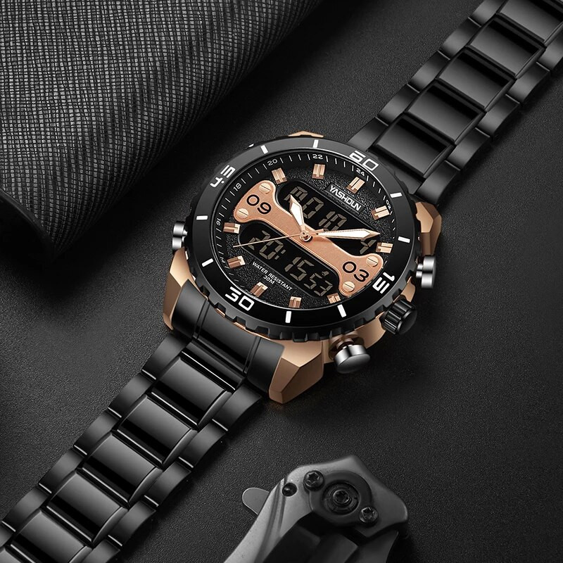 YASHIDUN Fashion Multifunctional Sports Trend Student Electronic Ανδρικό αδιάβροχο ρολόι Glow Quartz