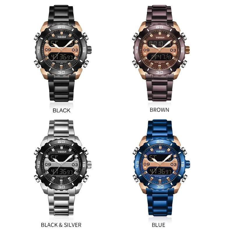 YASHIDUN Fashion Multifunctional Sports Trend Student Electronic Ανδρικό αδιάβροχο ρολόι Glow Quartz