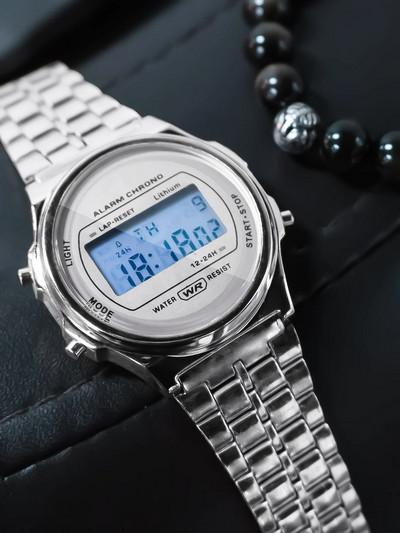 Ceas de bărbați Ceasuri digitale clasice din oțel cu LED Alarma Cronograf Ceas de mână sport electronic Ceas pentru bărbați Femei erkek kol saati