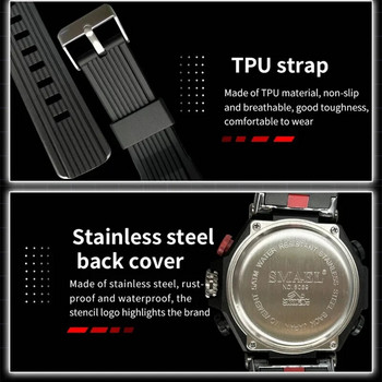 SMAEL 8069 Спорт Военен армейски часовник Аларма Двоен дисплей LED електронен часовник Водоустойчиви часовници за мъже Кварцови ръчни часовници