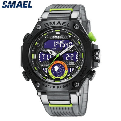 SMAEL 8069 Sport Militar Militar Ceas Alarma Afișaj dublu Ceas electronic LED Ceasuri impermeabile pentru bărbați Ceasuri de mână cu quartz