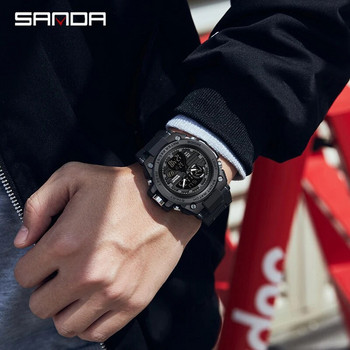 Кварцови ръчни часовници Топ марка SANDA Военен армейски спортен часовник Аларма с двоен дисплей LED електронен часовник Водоустойчиви часовници за мъже