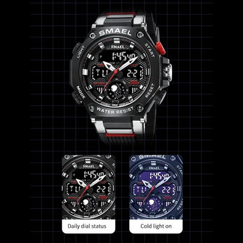 2023 Quartz Wristwatches Sport SMAEL Military Army Clock Alarm Dual Display LED Electronic Watch 8069 Waterproof Watches for Men