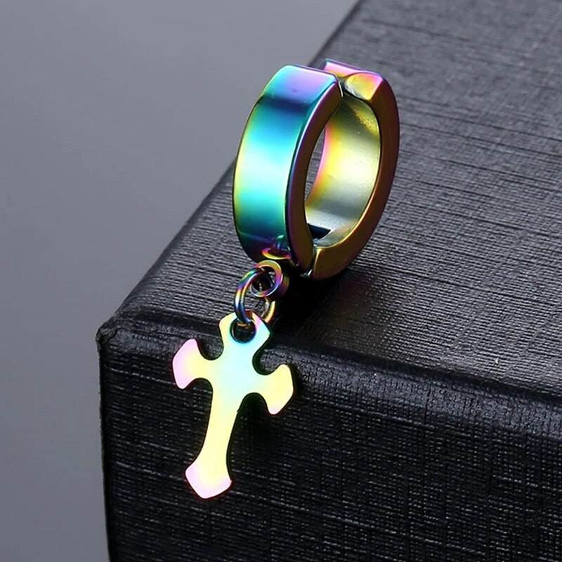 Lažne naušnice od nehrđajućeg čelika bez probušenih naušnica od titanijskog čelika, križna kopča za ušnu kost, modna muška kopča za uši, naušnice s nitnama od ušne kosti