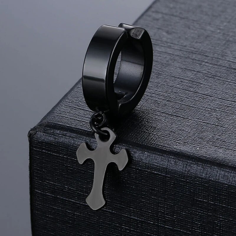 Lažne naušnice od nehrđajućeg čelika bez probušenih naušnica od titanijskog čelika, križna kopča za ušnu kost, modna muška kopča za uši, naušnice s nitnama od ušne kosti