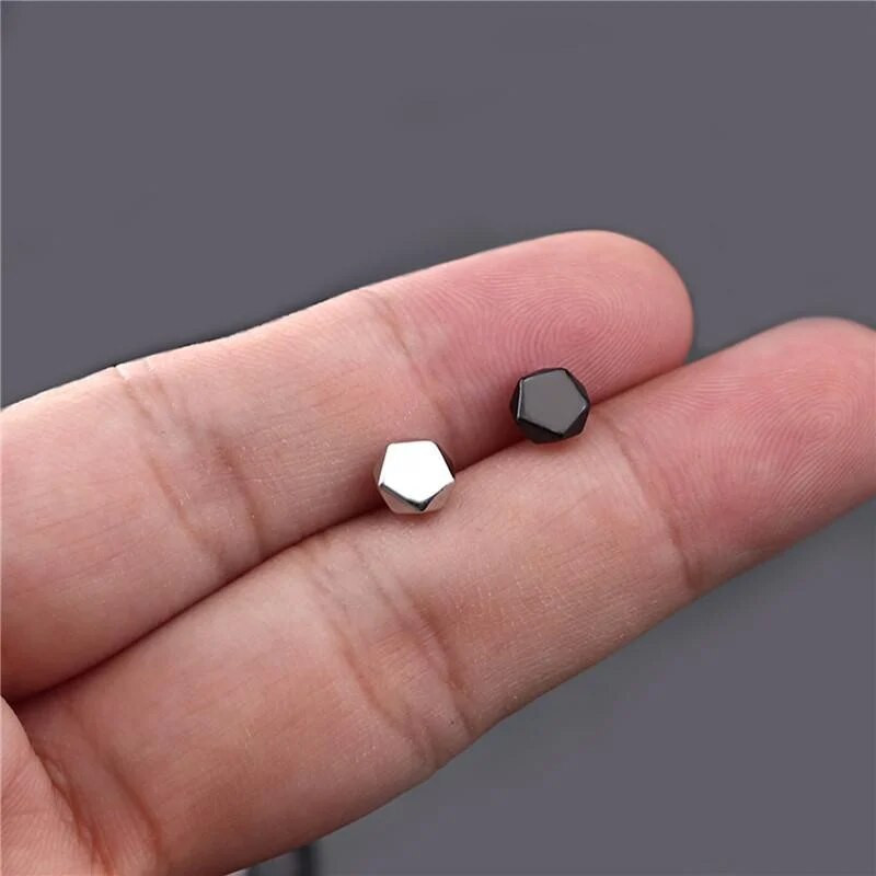 Muški nakit Naušnice sa iglama za muškarce Šesterokutne male bakrene crne naušnice za žene Naušnice s nitnama Dodaci za djevojčice Nakit