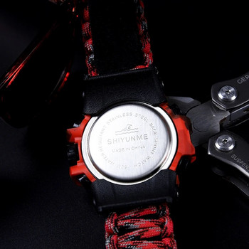 SHIYUNME Мъжки топ камуфлажен военен часовник Водоустойчив компас Хронограф Електронен многофункционален спортен часовник на открито