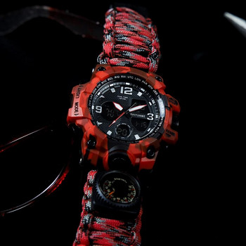 SHIYUNME Мъжки топ камуфлажен военен часовник Водоустойчив компас Хронограф Електронен многофункционален спортен часовник на открито