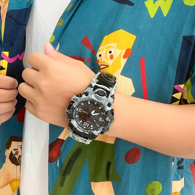 SHIYUNME meeste top kamuflaažist sõjaväekell veekindel kompass kronograaf elektrooniline multifunktsionaalne välispordikell