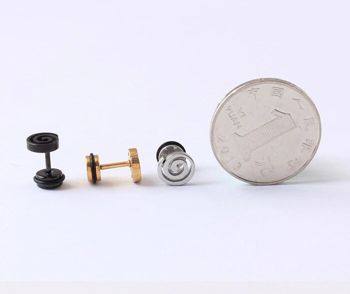 Alisouy 2 vnt ausų kištukai Tornado storm Forma nerūdijantis plienas juodas plienas aukso spalvos vyriški/moteriški auskarai su smeigtukais