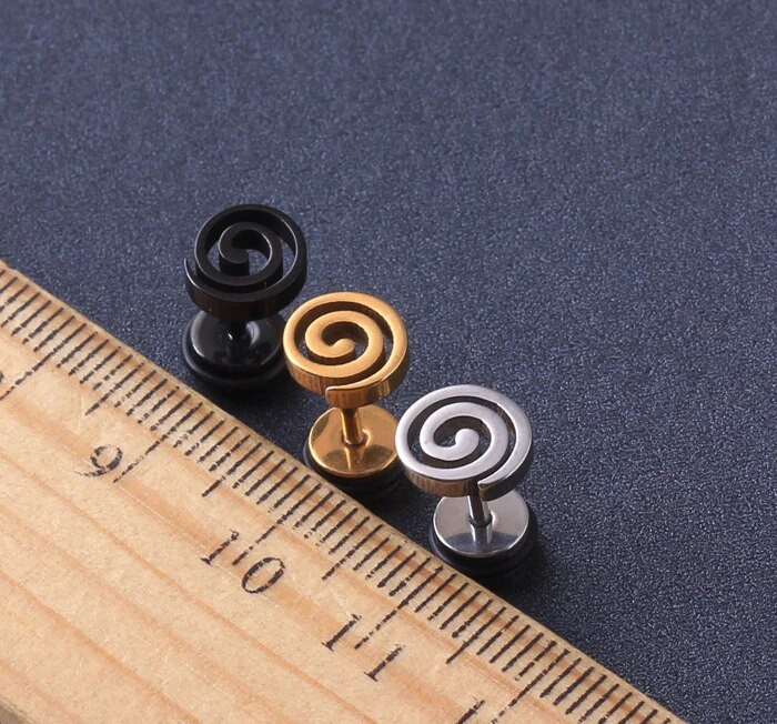 Alisouy 2 vnt ausų kištukai Tornado storm Forma nerūdijantis plienas juodas plienas aukso spalvos vyriški/moteriški auskarai su smeigtukais