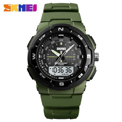 SKMEI Sports Electronic Watch Man Military Watches Ανδρικά ρολόγια χειρός PU λουράκι Ανδρικό ρολόι Outdoor Quartz Ρολόγια Double Clock 1454