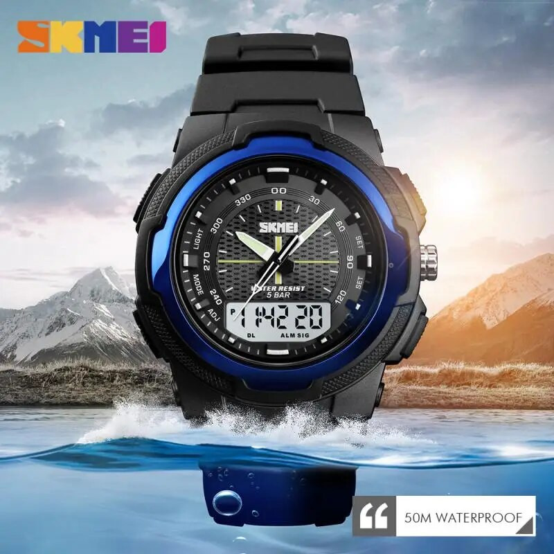 SKMEI Sports Electronic Watch Man Military Watches Ανδρικά ρολόγια χειρός PU λουράκι Ανδρικό ρολόι Outdoor Quartz Ρολόγια Double Clock 1454