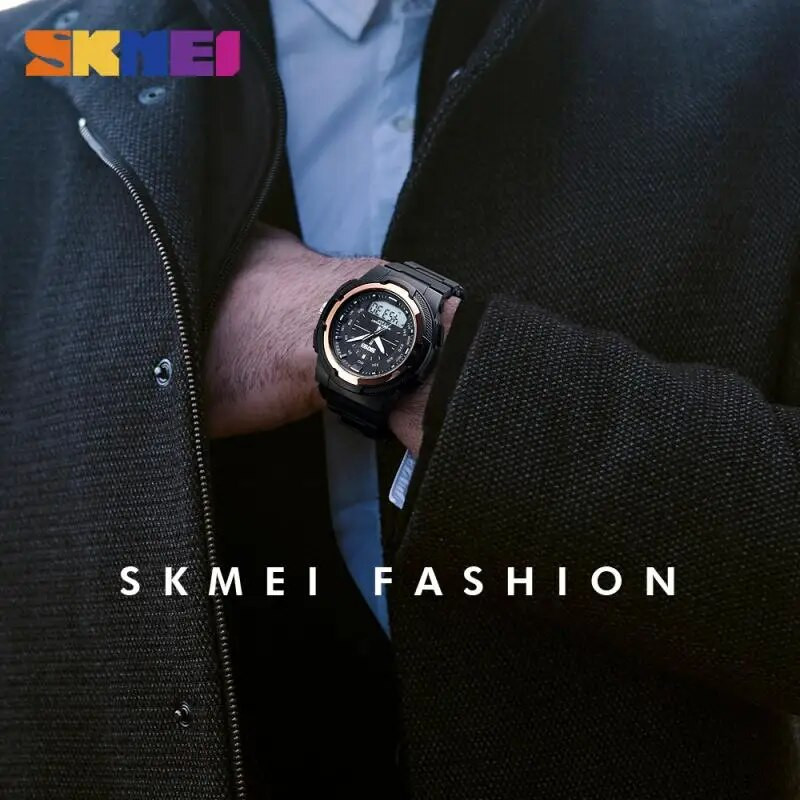 SKMEI Sports Electronic Watch Man Military Watches Ανδρικά ρολόγια χειρός PU λουράκι Ανδρικό ρολόι Outdoor Quartz Ρολόγια Double Clock 1454