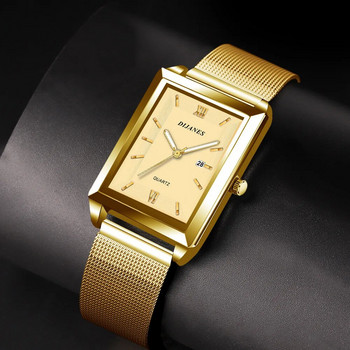 Ορθογώνιο πολυτελές ανδρικό ρολόι Χρυσό επαγγελματικό ρολόγια χειρός χαλαζία Βραχιόλι από κράμα αθλητικά ηλεκτρονικά ρολόγια ανδρικά Hot Horloges Mannen