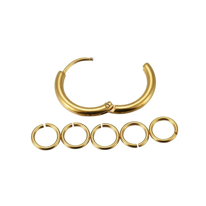 Vyriški/moteriški pankiški titano plieno auskarai maži apskritimai, apvalūs vielos auskarai, antialerginiai 316L nerūdijančio plieno auskarai, papuošalai