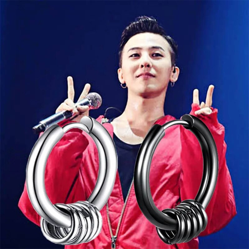 Vyriški/moteriški pankiški titano plieno auskarai maži apskritimai, apvalūs vielos auskarai, antialerginiai 316L nerūdijančio plieno auskarai, papuošalai