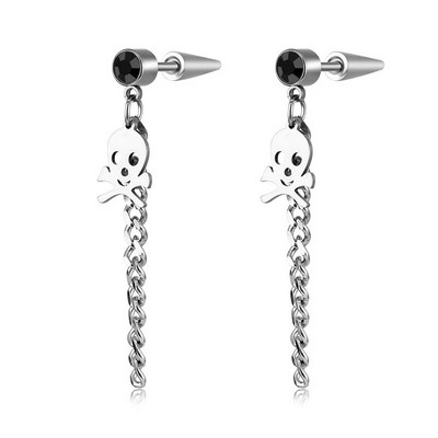 Μόδα αλυσίδα από ανοξείδωτο ατσάλι κρανίο καρφωτά σκουλαρίκια Κοσμήματα για γυναίκες Ανδρικά πανκ vintage πάρτι αξεσουάρ Σκουλαρίκι με τρυπημένα κρύσταλλα